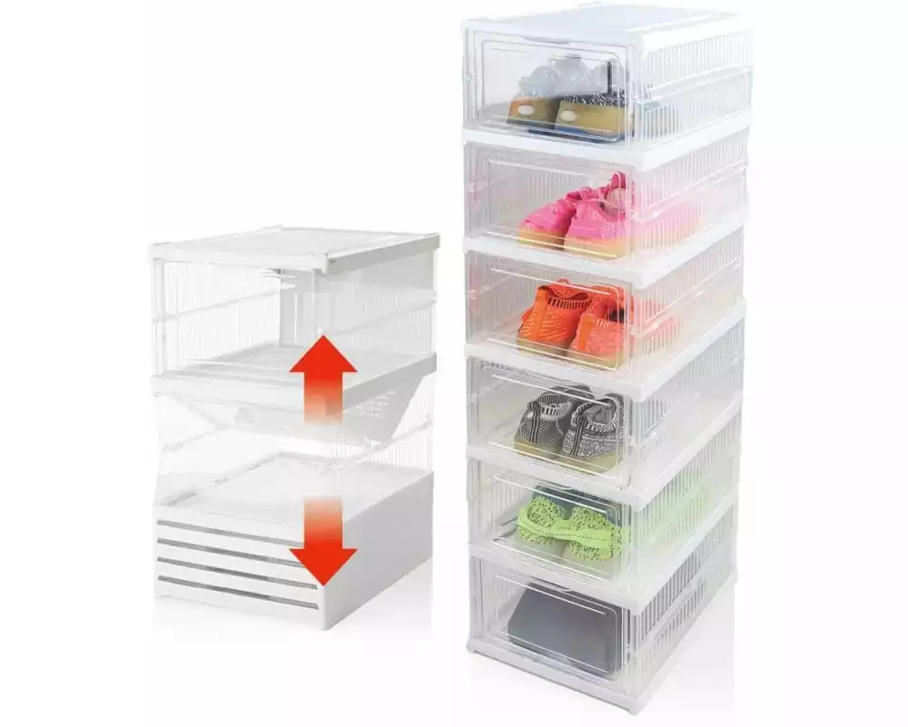 EASYmaxx Schuhregal mit 6 Fächern 25.5 x 105 cm, Transparent