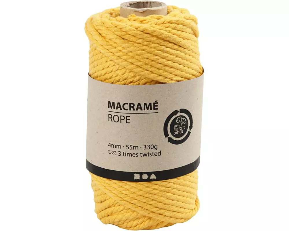 Creativ Company Baumwollgarn Makramee Rope 330 g, Gelb