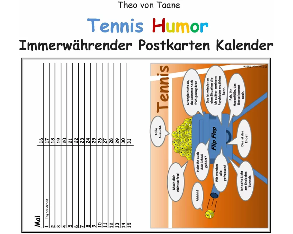 Immerwährender TENNIS Postkarten KALENDER (kartonierte Ausgabe)