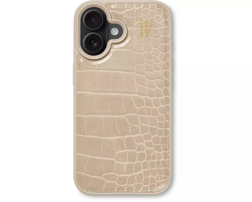 Ideal of Sweden Back Cover Croco iPhone 16 Beige
