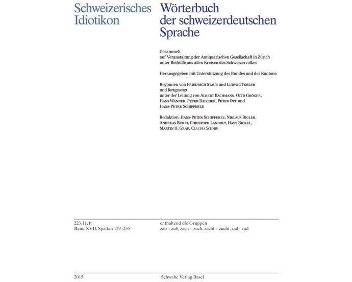 Schweizerisches Idiotikon, Band XVII, Heft 223