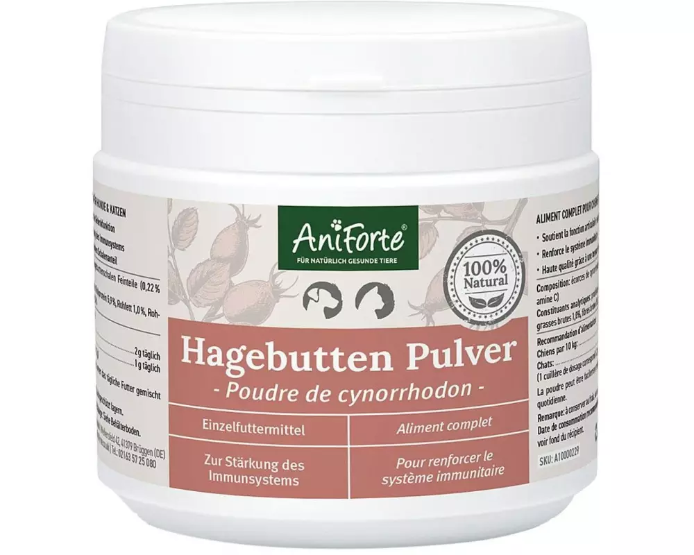 AniForte Hunde-Nahrungsergänzung Hagebutten Pulver, 250 g