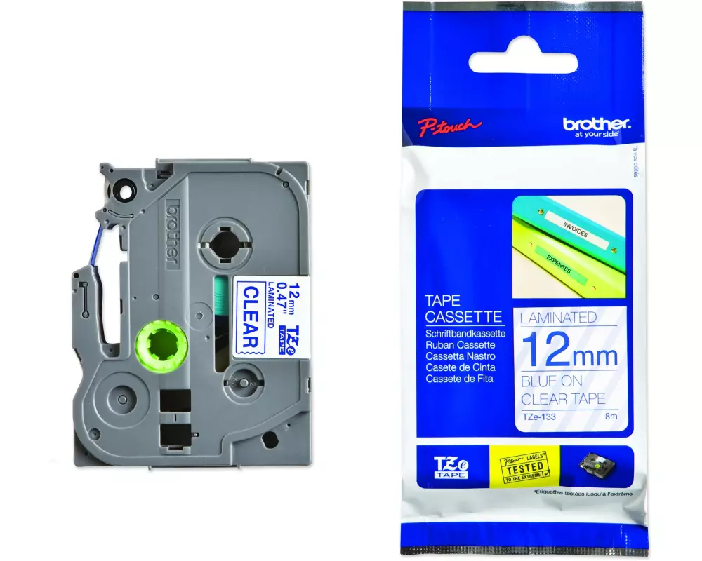 Brother Beschriftungsband TZE-133 Blau auf Transparent