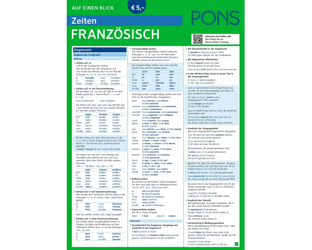 PONS Zeiten auf einen Blick Französisch