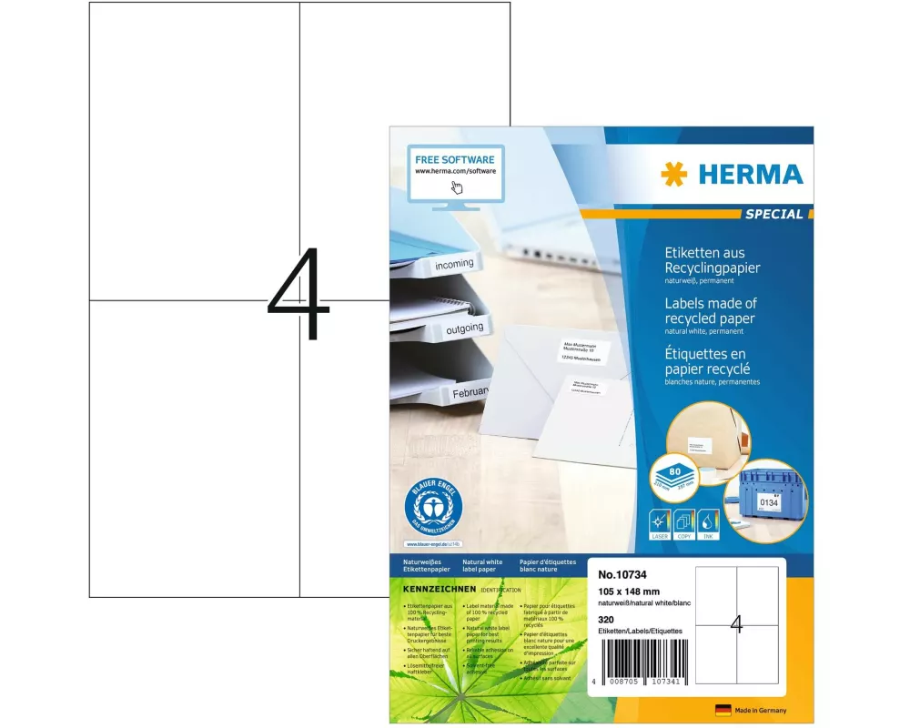 HERMA Universal-Etiketten 105 x 148 mm, 80 Blatt