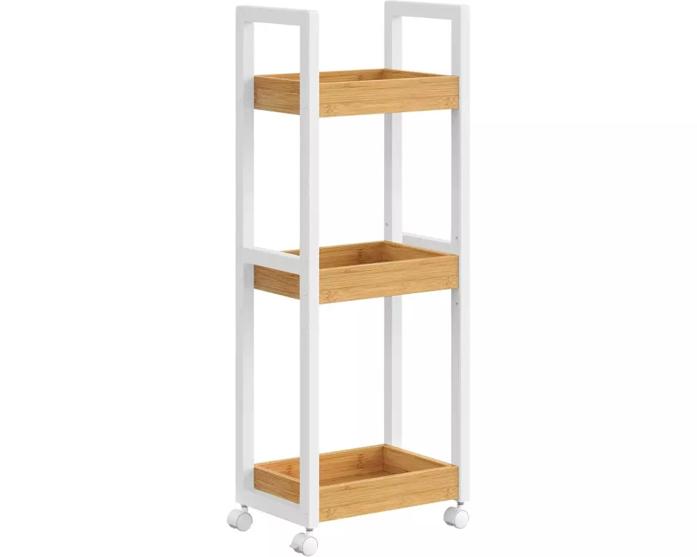 Songmics Regal mit 3 Ebenen 30 x 20 x 80 cm, Braun/Weiss