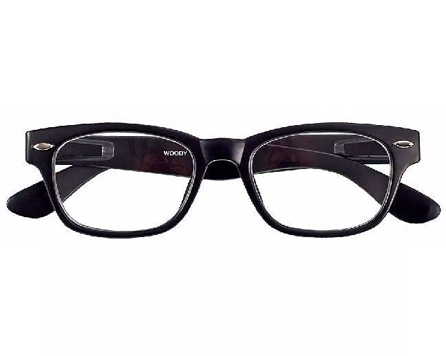 Brille. WOODY G11700 schwarz +2.00 dpt. Retro-Kunststoffbrille incl. Etui