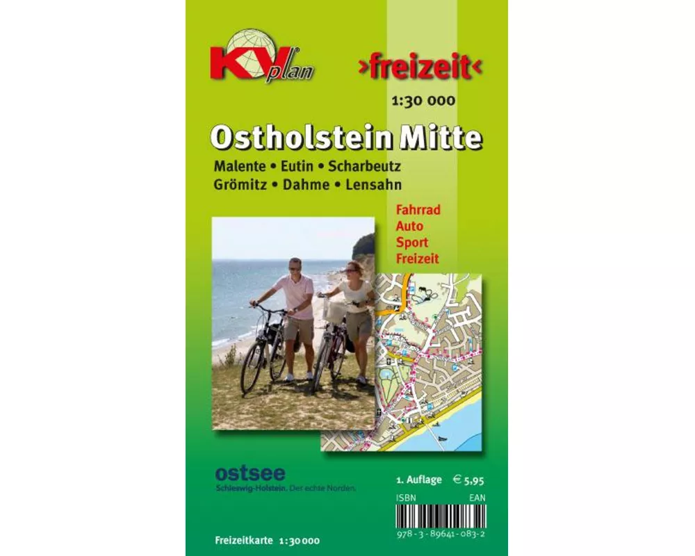 Ostholstein Mitte (Bad Malente, Eutin, Grömitz, Dahme, Lensahn, Scharbeutz), KVplan, Radkarte/Freizeitkarte, 1:30.000