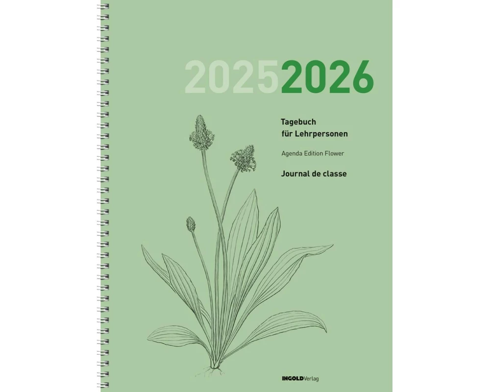 ingold-biwa Tagesagenda Edition flower Spiral Blume, 2025/2026, Grün