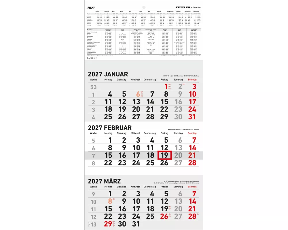 3-Monatskalender klein 2027