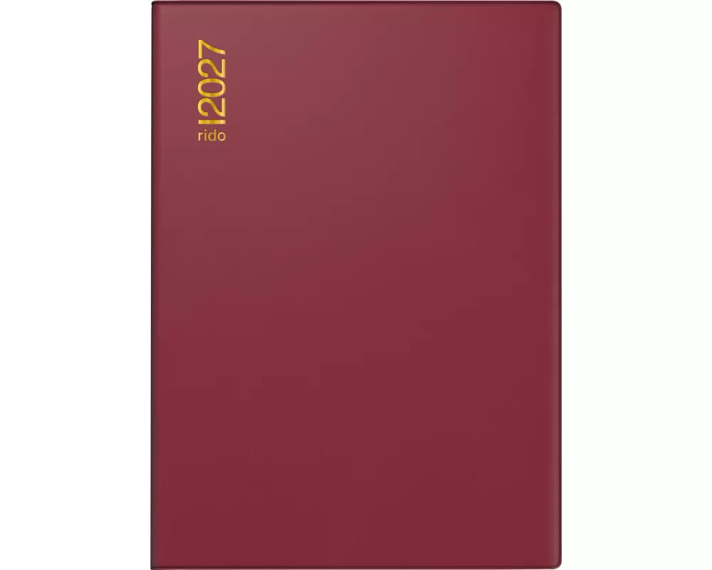 rido/idé 7018182297 Taschenkalender Mod. Technik II 2027 A6, Kunststoff, bordeaux