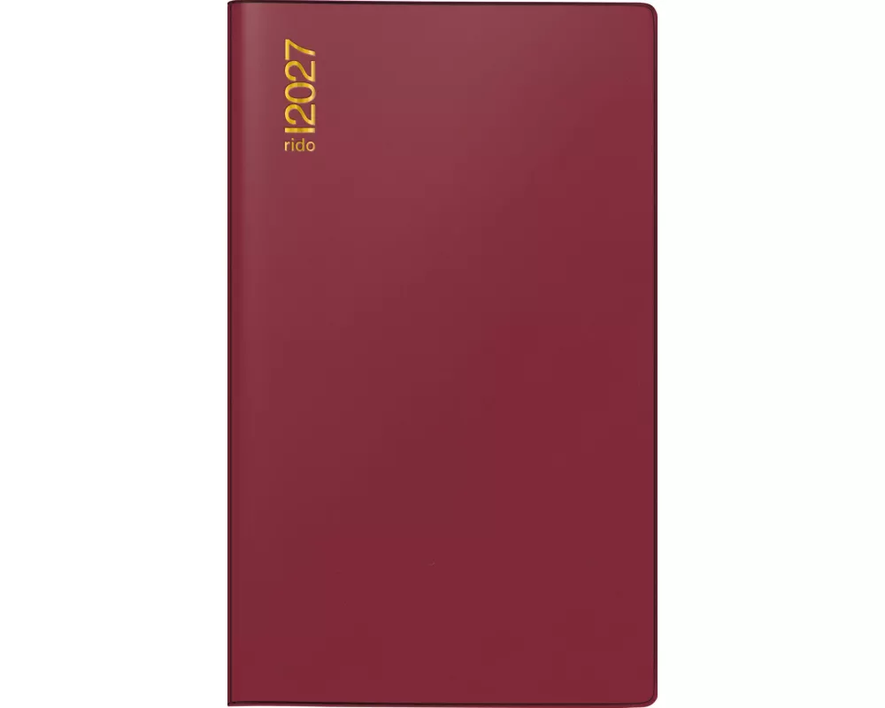 rido/idé 7046892297 Taschenkalender Mod. M-Planer 2027 A6, Kunststoff, bordeaux