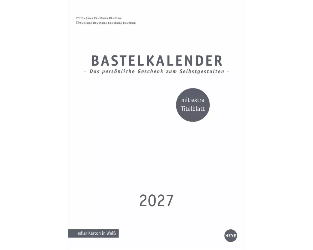 Premium-Bastelkalender weiß A4 2027