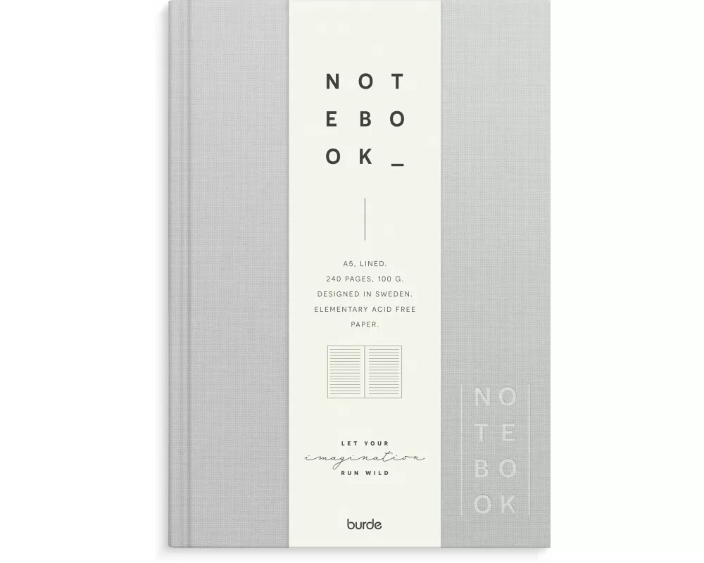 Burde Notizbuch Textil hellgrau liniert A5