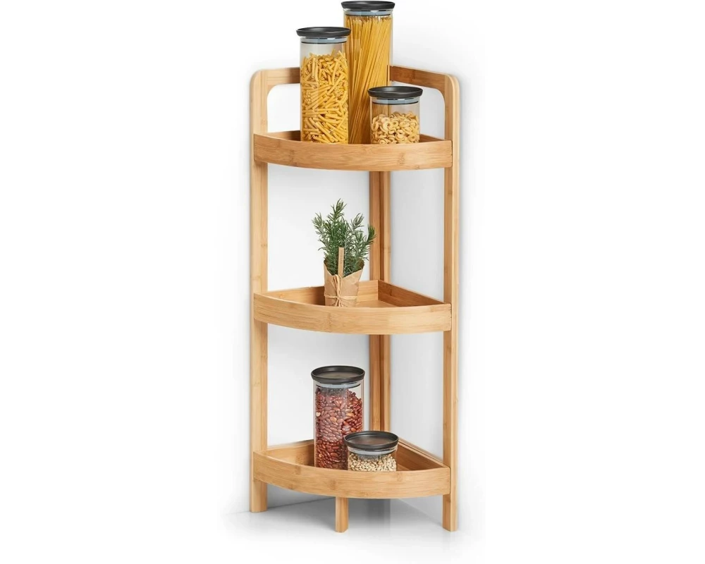 Zeller Present Eckregal Bamboo 3 Tablaren Braun