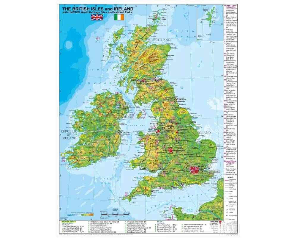 The British Isles and Ireland with UNESCO World Heritage Sites and National Parks (engl.)