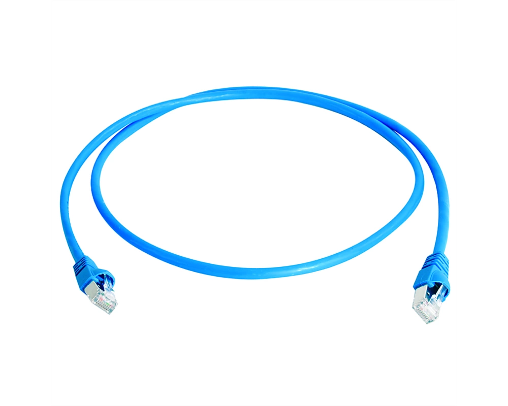 TELEGÄRTNER Mini patch cord S/FTP Cat.6A, MP8 FS500, LSZH, 1:1, blau, 2 m