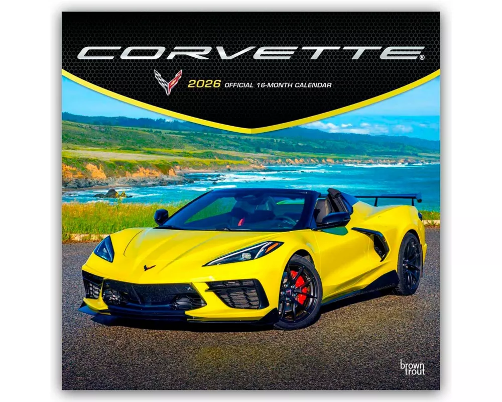 Corvette Official 2026 12 X 24 Inch (Hanging) Monthly Square Wall Calendar Plastic-Free