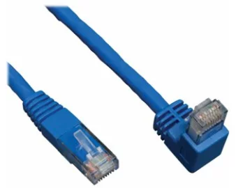 EATON TRIPPLITE Down-Angle, Cat6, Gigabit, Molded, UTP Ethernet Cable, RJ45, Right-Angle Down M to RJ45m, Blue, 10 ft. 3.05m