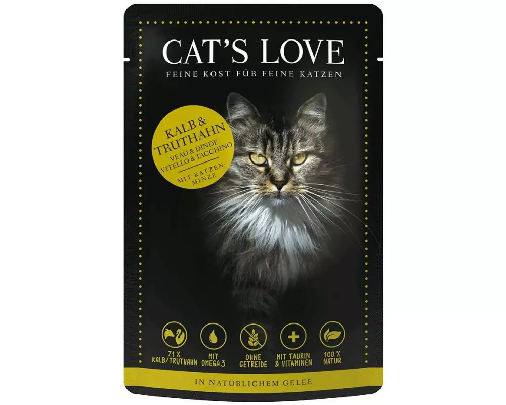 Cat's Love Nassfutter Adult Kalb & Truthahn, 85 g