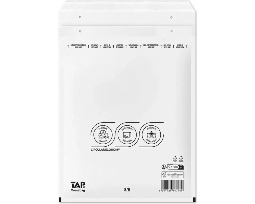 Antalis Luftpolstertasche TAP Comebag, Grösse F, Weiss, 100 Stück