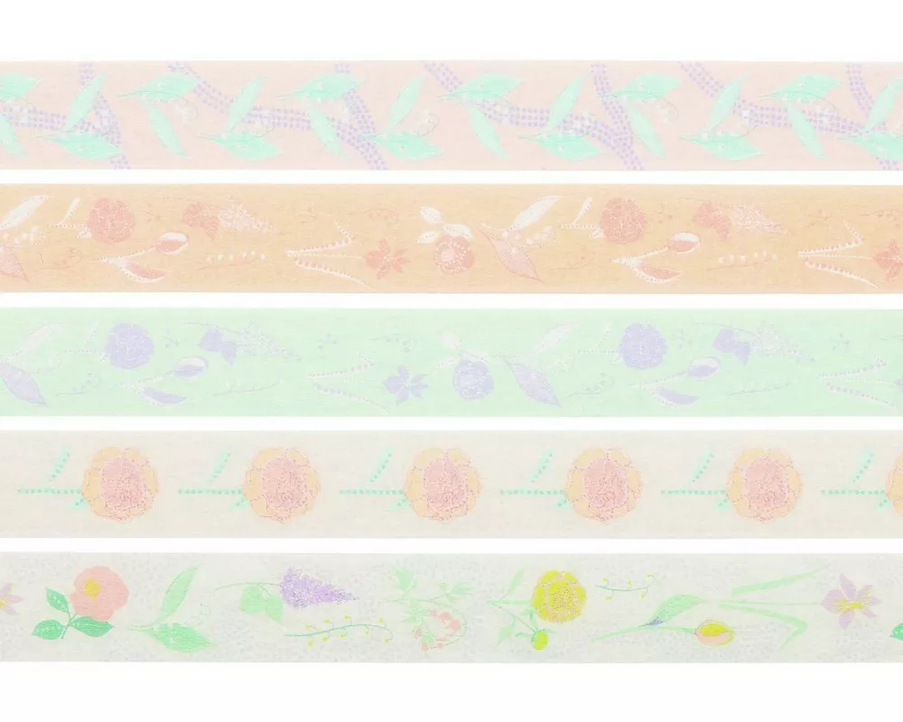 Tape Set Blumen, Pastell FSC MIX, 5 Stk, 1,5 cm x 10 m