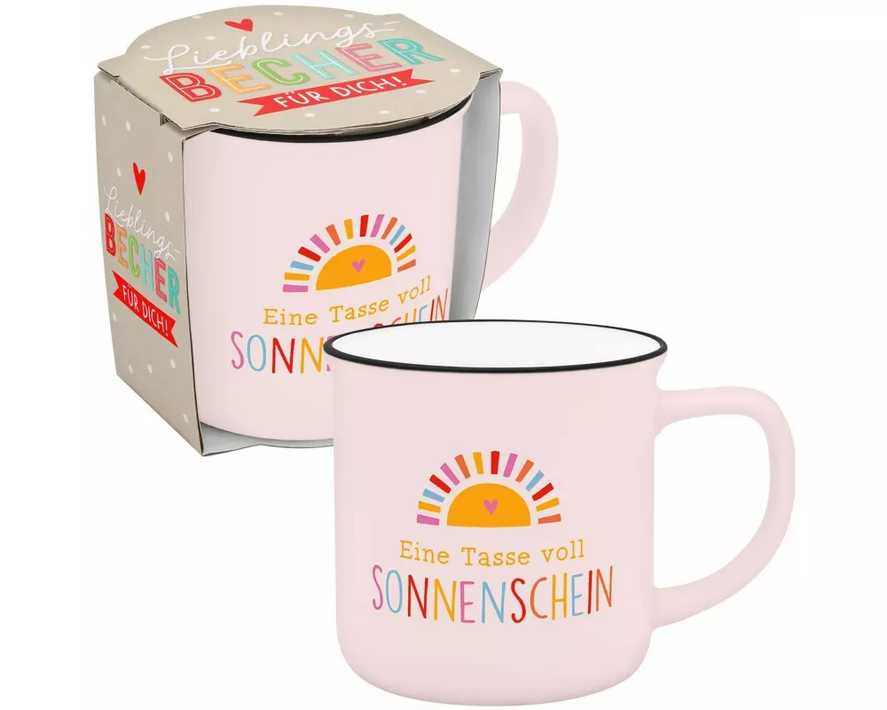 Becher in Emailloptik "Eine Tasse voll Sonnenschein"