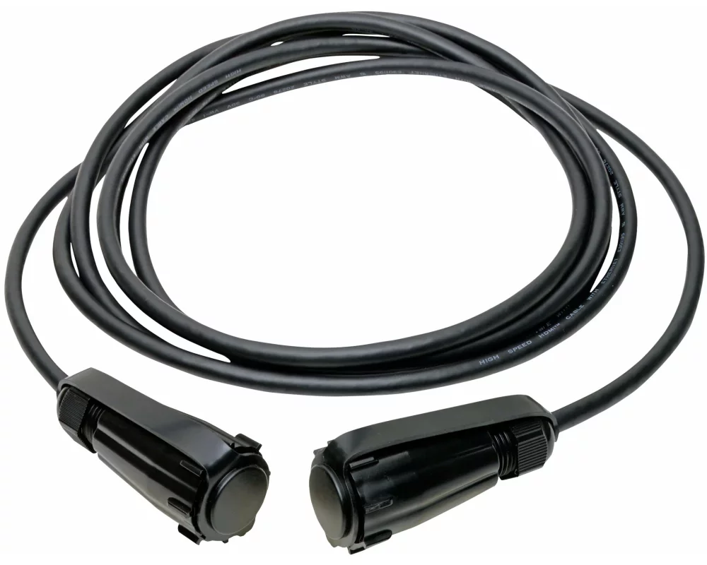 EATON TRIPPLITE High-Speed HDMI Cable, M/M - 4K, 60Hz, HDR, Industrial, IP68, Hooded Connector, Black, 12ft.