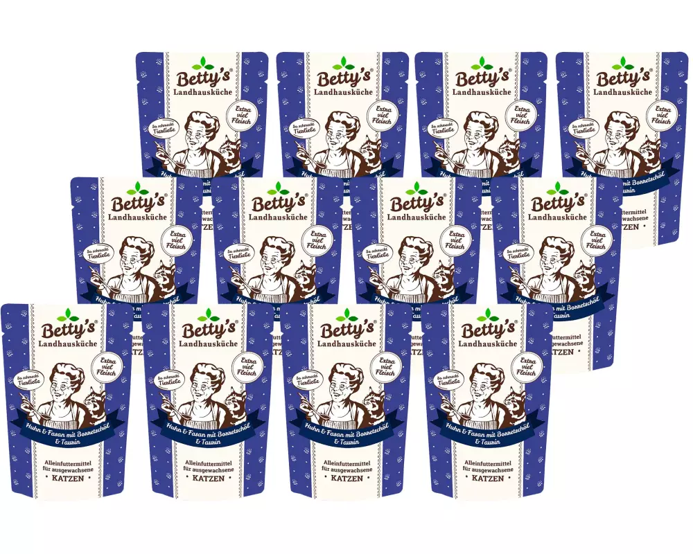Betty's Landhausküche Nassfutter Huhn & Fasan mit Borretschöl, 12 x 100 g