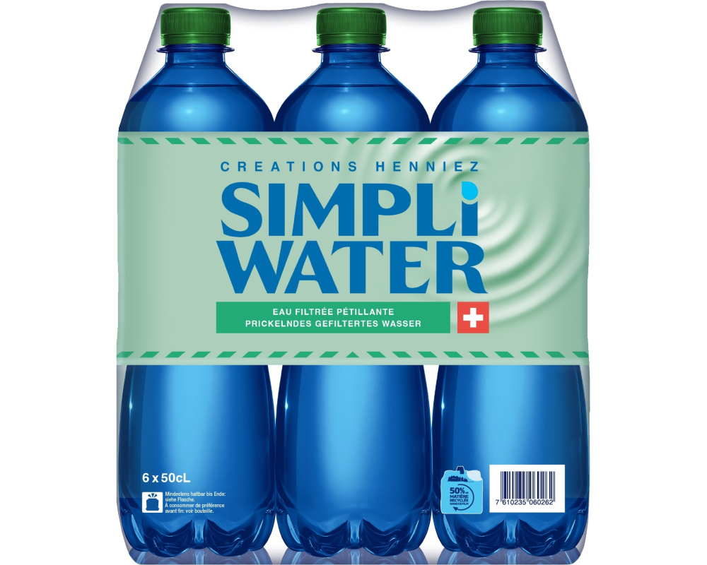 SIMPLI WATER gefiltert, mit Kohlensäure 12941132 50 cl, 6 Stk.