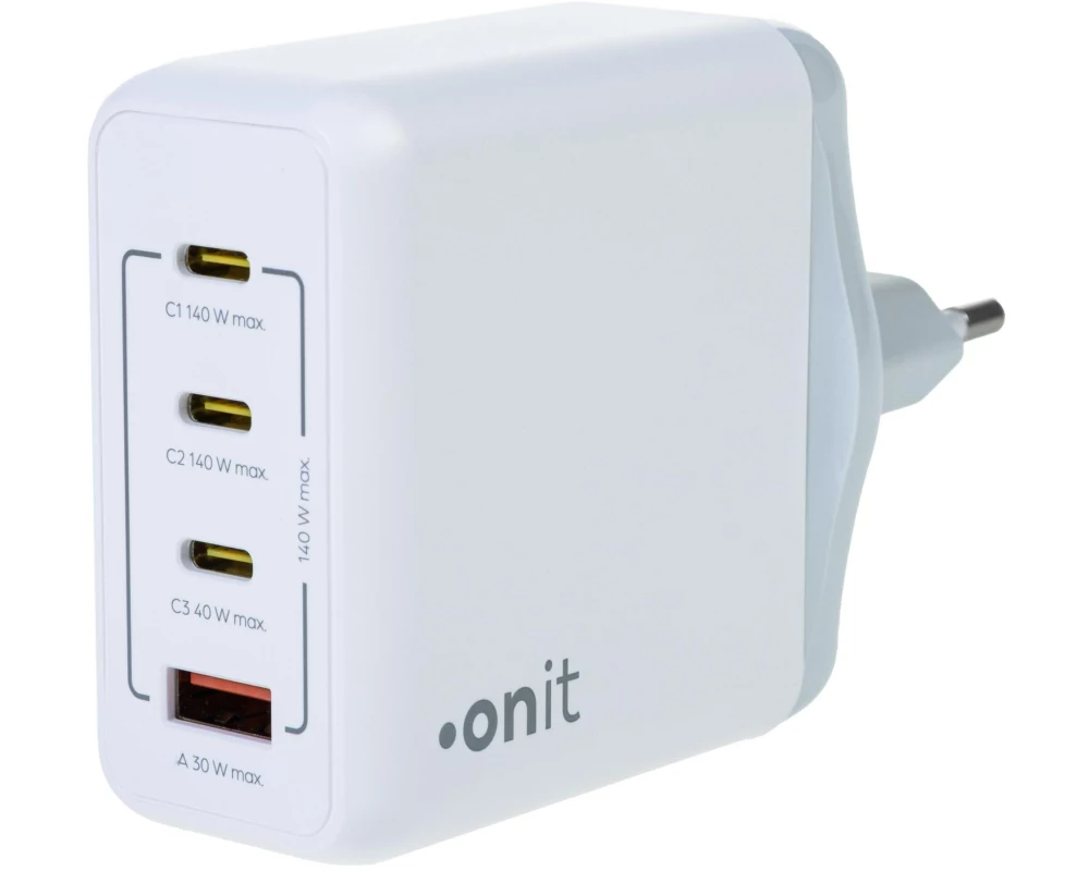 onit USB-Wandladegerät Quad 3C1A 140 W GaN Weiss