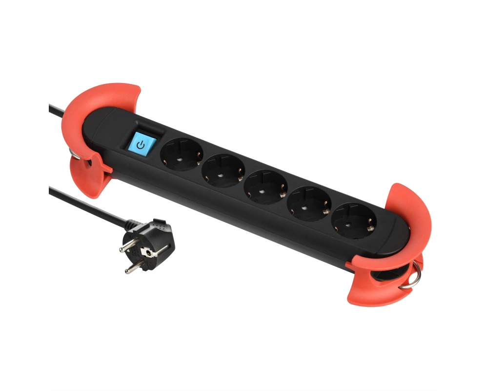 BACHMANN HOOK Indoor 5x Schutzkontakt, Kunststoff, mit Schalter, 5 m