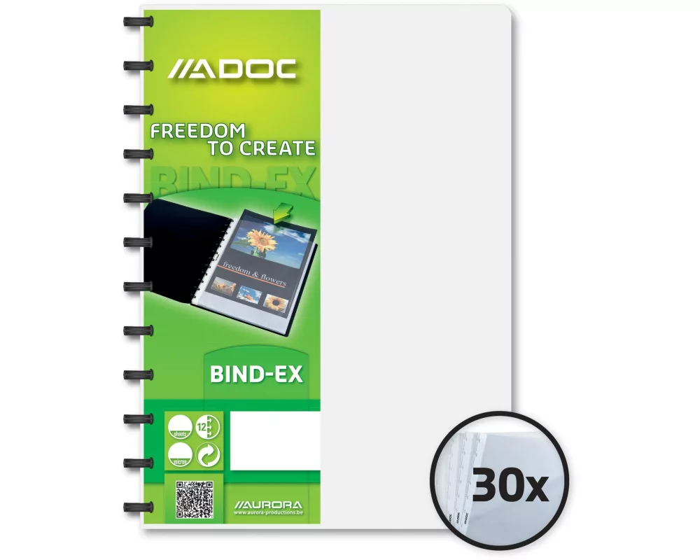 Adoc Sichtbuch Bind-Ex A4, 30 Taschen, Tranpsarent
