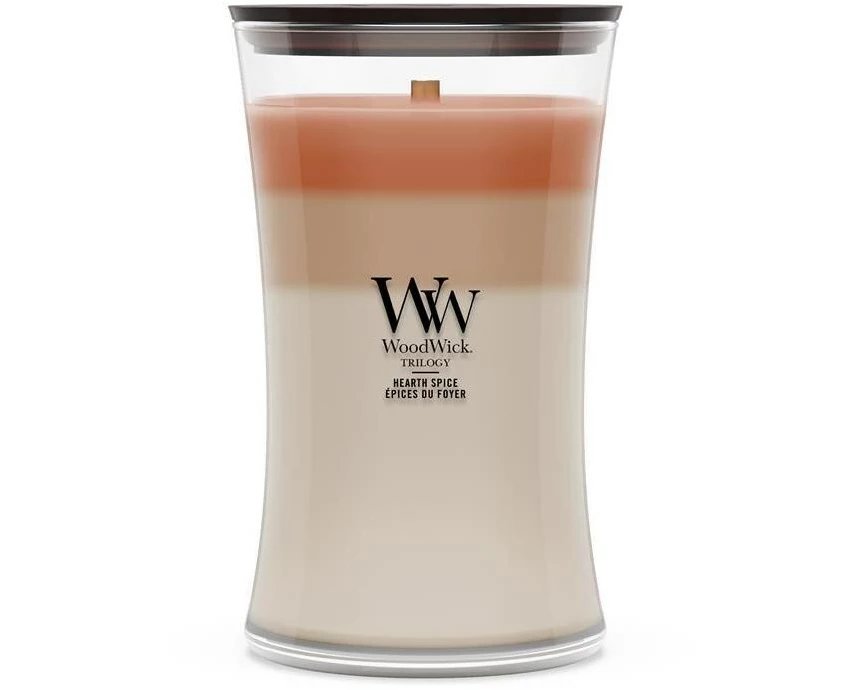 Woodwick Hearth Spice Glas Sojawachsmischung Holz Braun