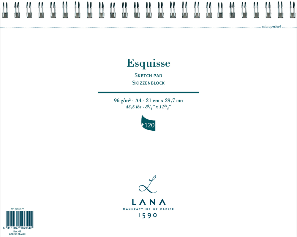 HAHNEMÜHLE Skizzenblock 96 A4 15023577 weiss, 96g 100 Blatt