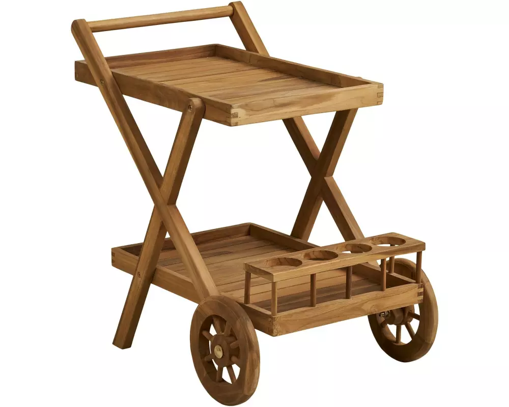 House Nordic Servierwagen Pasaku, 86 x 50 x 81 cm, Teakholz, Natur