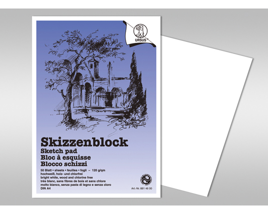 URSUS Skizzenpapier A3 8824000 120g, weiss 50 Blatt