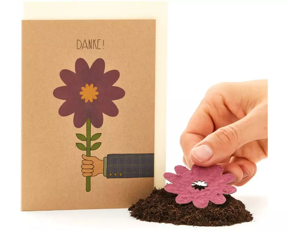 Die Stadtgärtner Dankeskarte Klappkarte A6 mit Blumensamen und Couvert