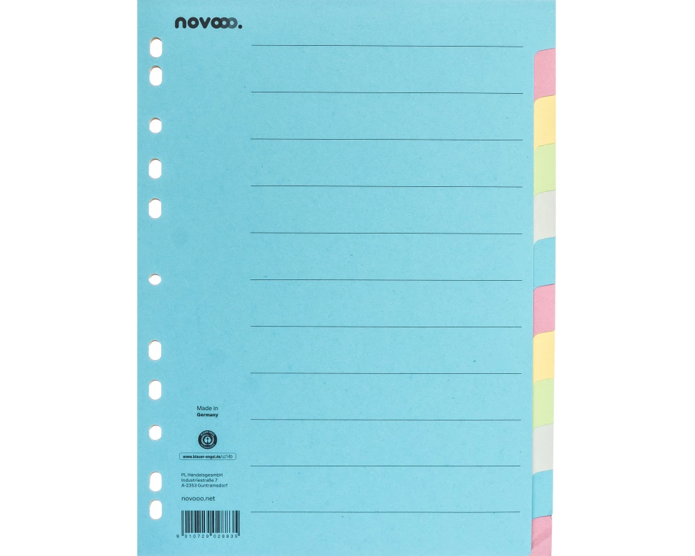 novooo. Register A4, 1 Reihe, 12 Tabs Bunt