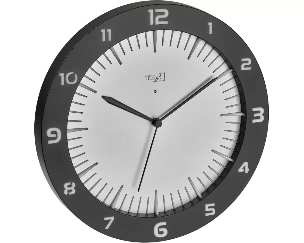 TFA Dostmann Funk-Wanduhr Lumoclock mit farbiger Beleuchtung Schwarz