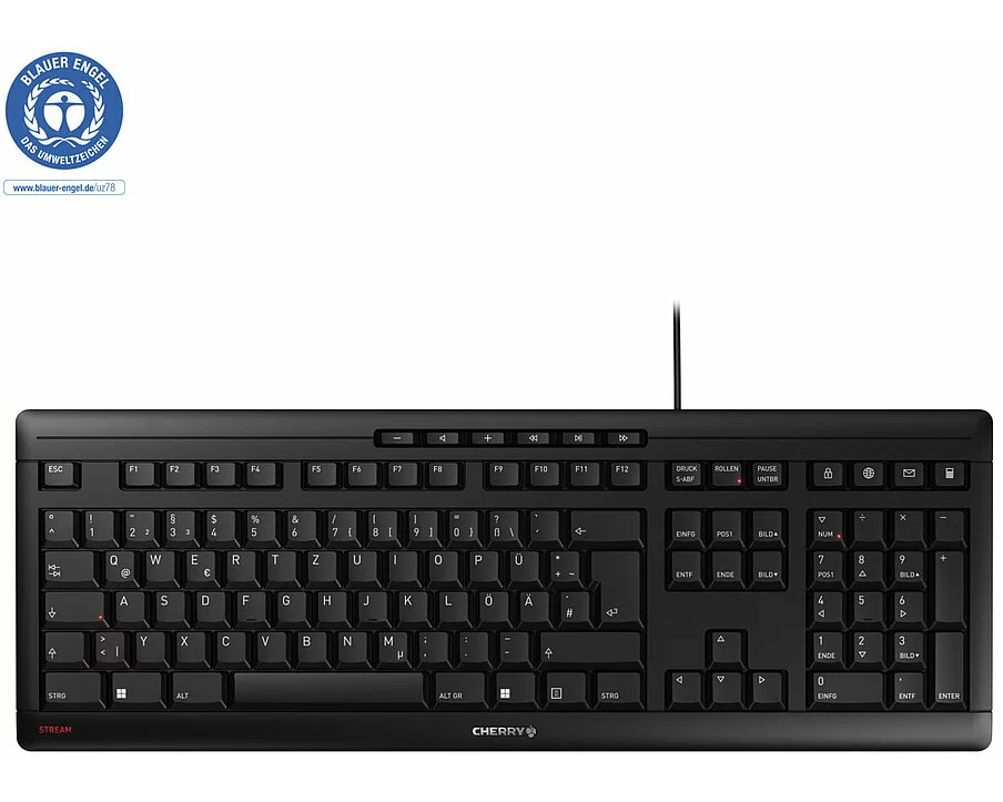 CHERRY STREAM Tastatur Heimbüro USB QWERTY Portuguesisch Schwarz, Grau