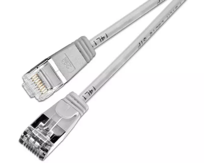 SLIM Slimpatchkabel RJ-45 - RJ-45, Cat 6, U/FTP, 0.5 m, Grau