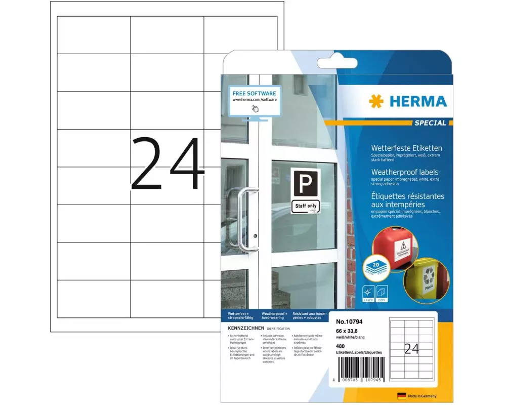 HERMA Outdoor-Etiketten 66 x 33.8 mm, 20 Blatt