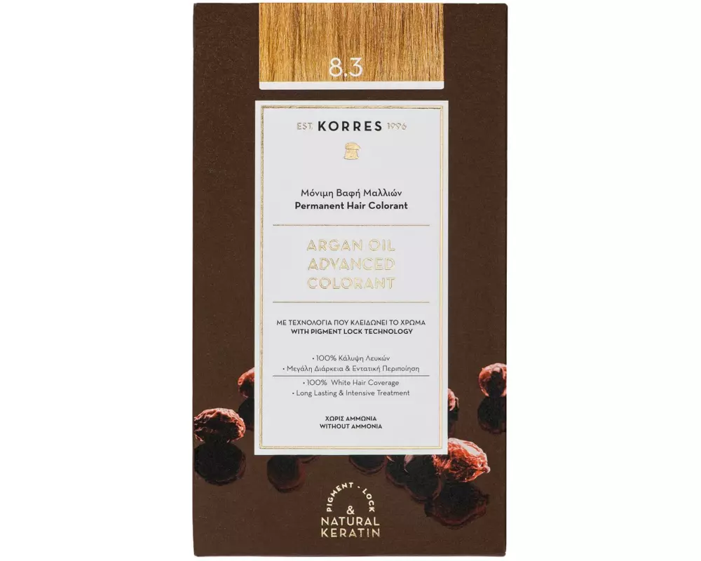 KORRES Permanente Haarfarbe Argan Oil 8.3 Honigblond 145 ml