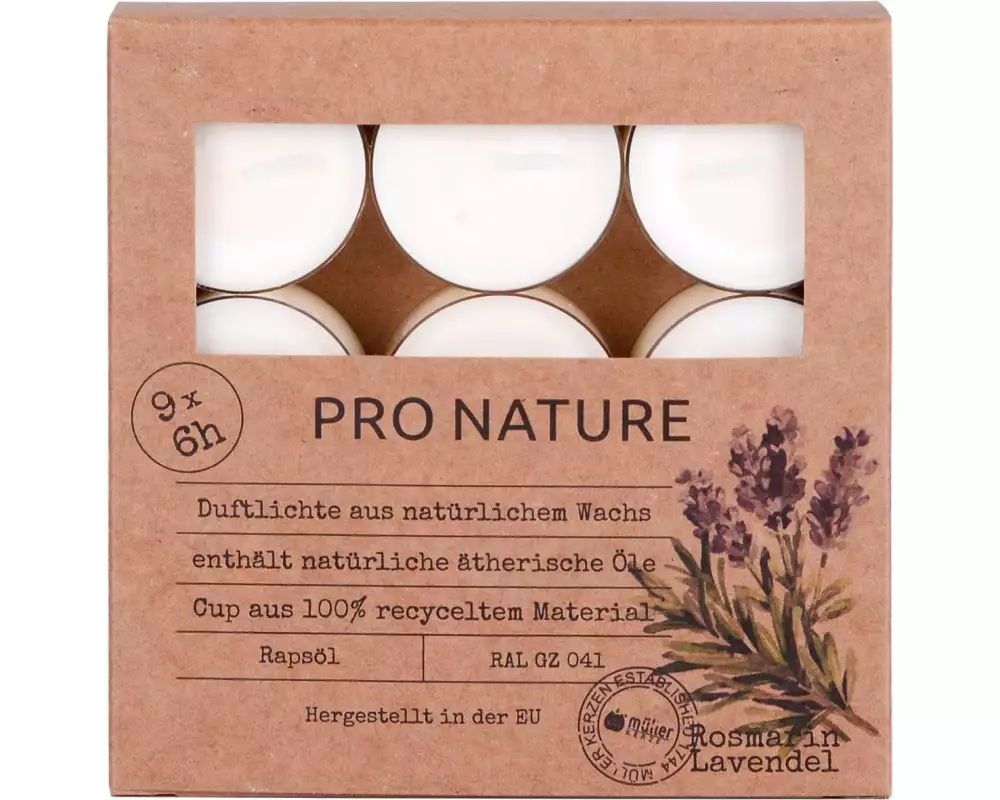 müller Kerzen Duftkerze Rosmarin & Lavendel 9 Stück
