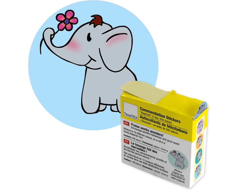 TIMETEX Belobigungs-Aufkleber 62654 Elefant 500 Stück