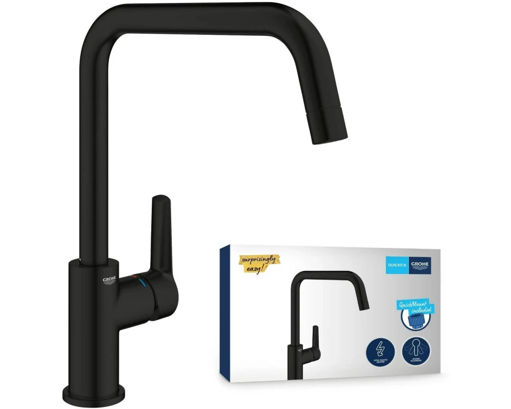 GROHE Küchenarmatur Start Schwarz, 3/8", U-Auslauf