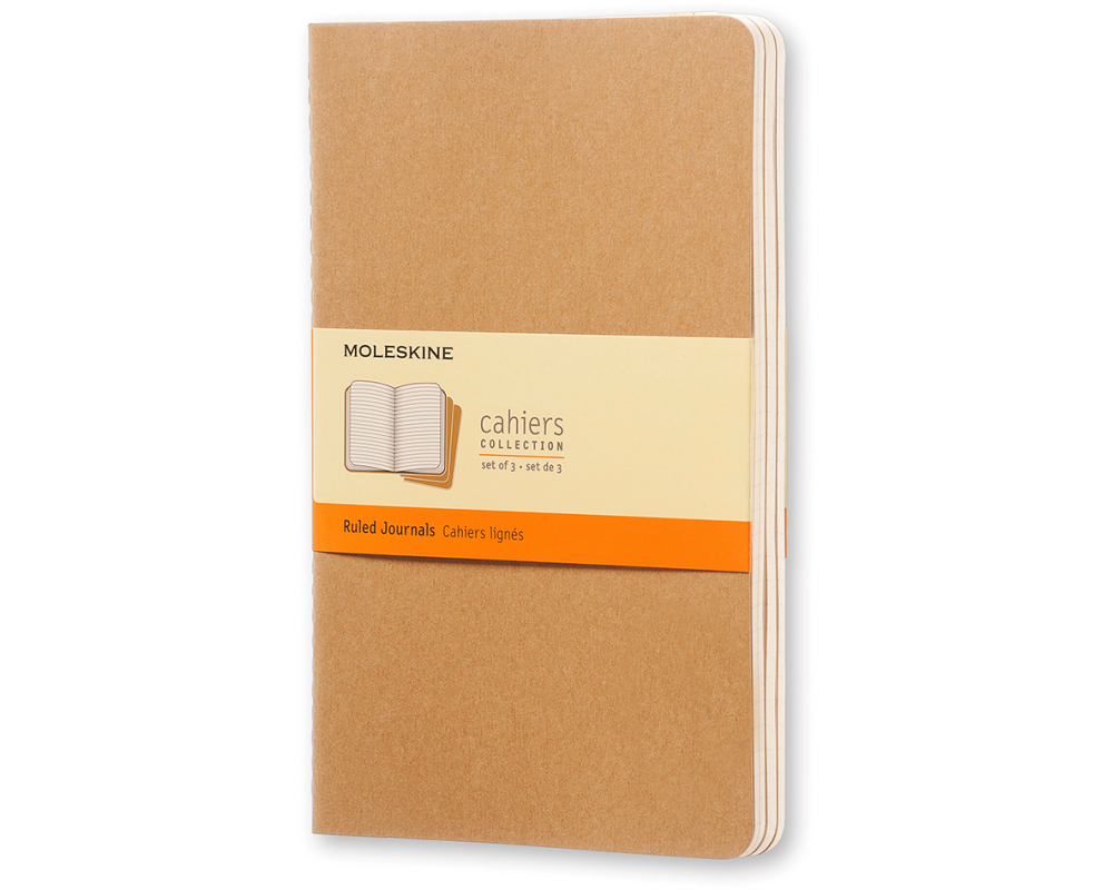 MOLESKINE Notizheft Cahier A5 704987 liniert, natur 3 Stück