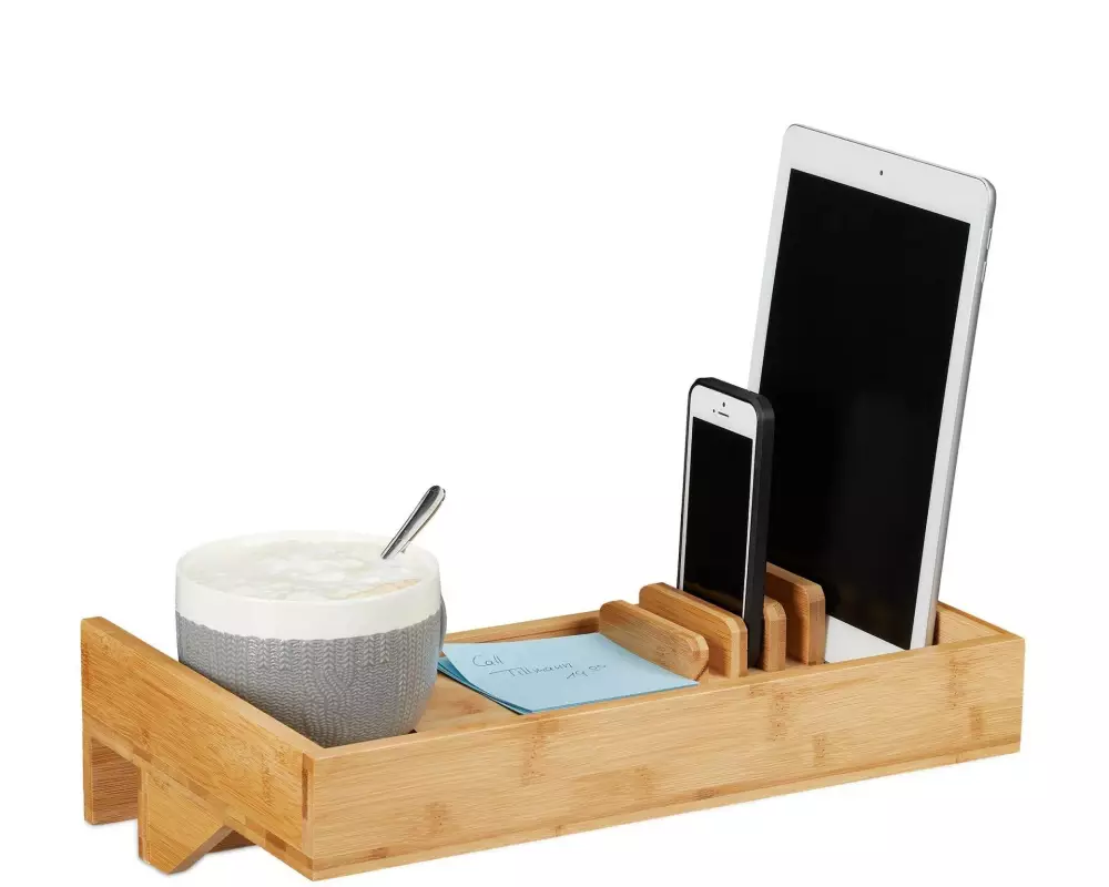 relaxdays Bettablage mit Halterungen Nature