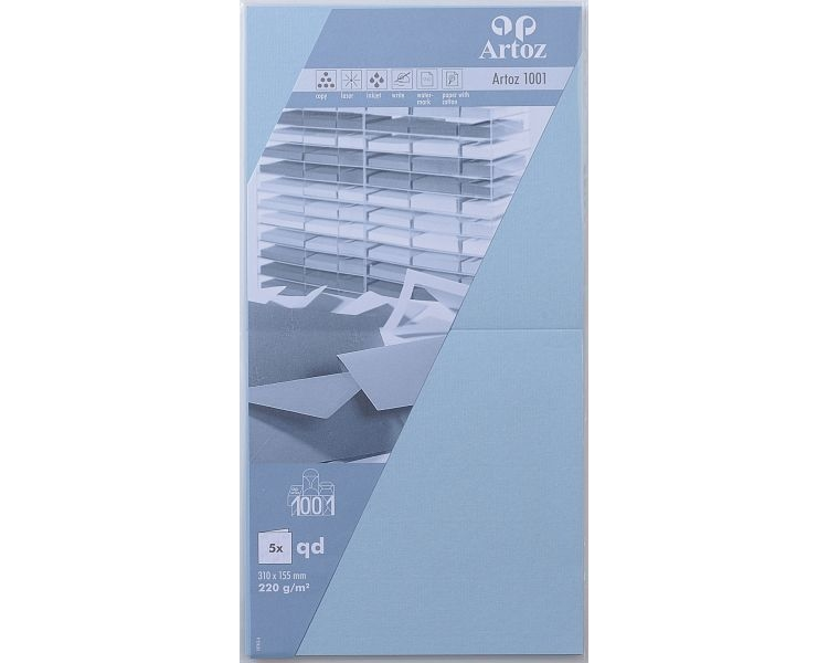 ARTOZ Karten 1001 310x155mm 107452264 220g, pastellblau 5 Blatt